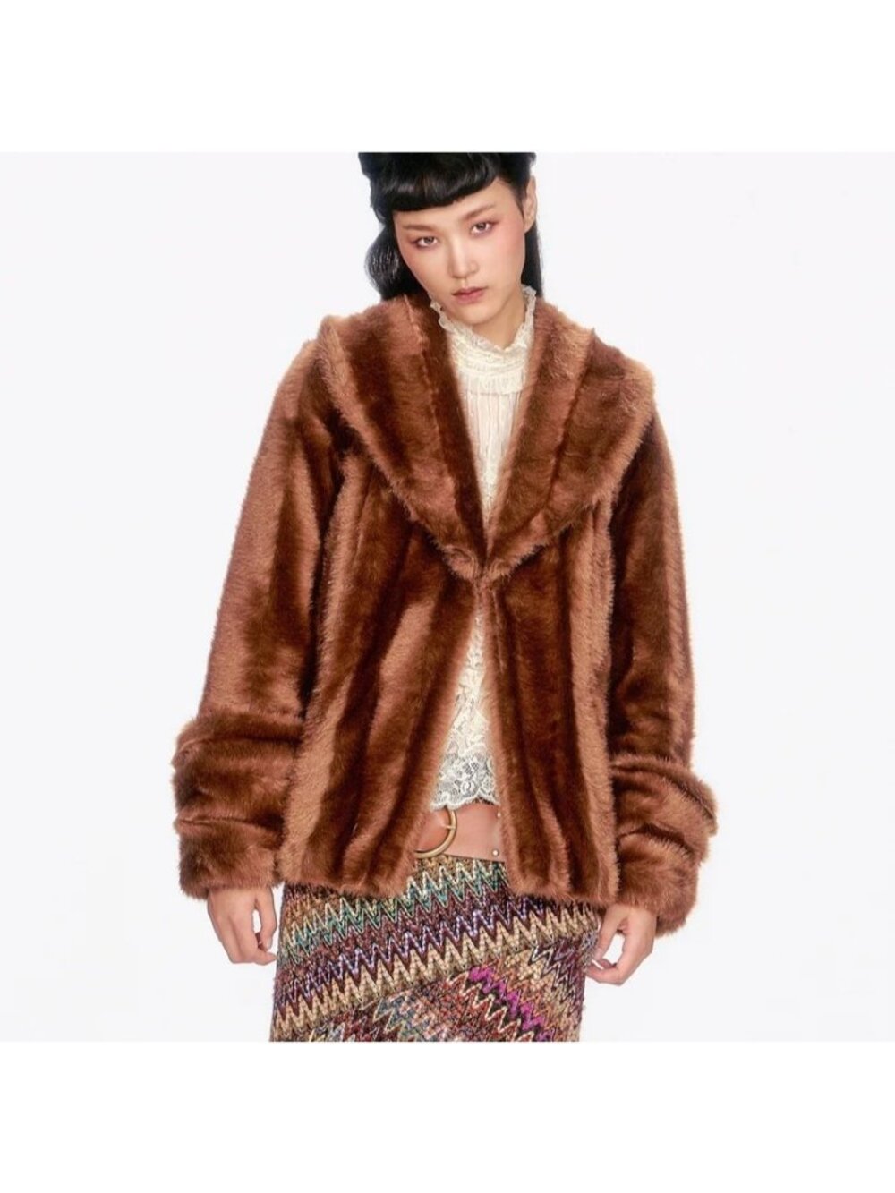 Free People Anna Sui Faux Mink Swing Coat Mob Wife Luxury Designer Womens M